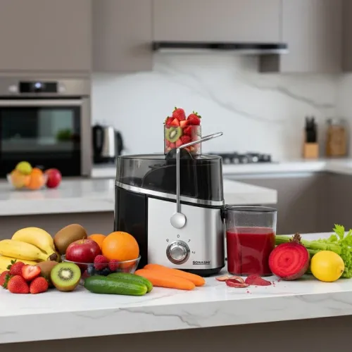 Sonashi Centrifugeuse Extracteur De Jus Électrique Inox 400W 400 mL avec 2 Vitesses + Pulse - عصارة