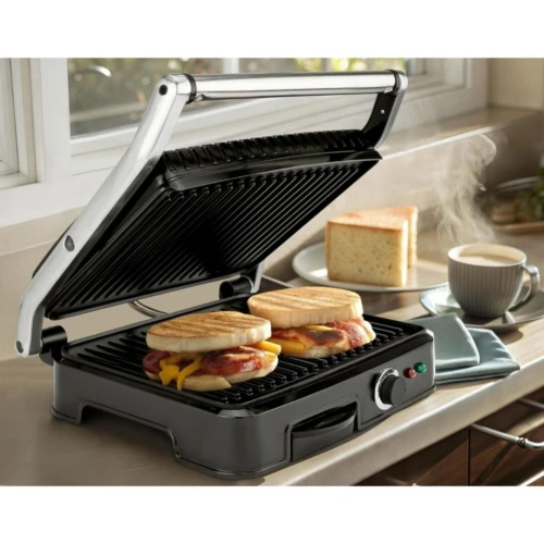 Panineuse et Grille Viande Électrique BOMANN - 2000W avec Indicateur INOX Contact Grill