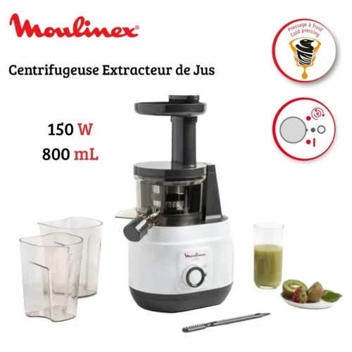 Moulinex Centrifugeuse Extracteur De Jus 150W 800mL Silencieux avec Fonction Reverse - عصارة