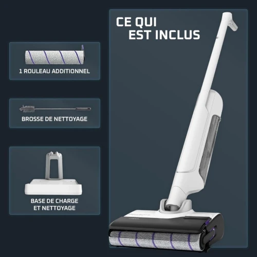 Aspirateur Balai Laveur Rowenta Sans Fil - Sec Humide Auto-Nettoyage et séchage X-Clean10 - GZ7035WO