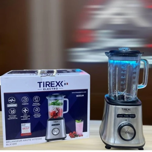 Blender Mixeur Electrique En Verre et Inox 1800W 1.8L Multifonctions TIREXX - خلاط كهربائي