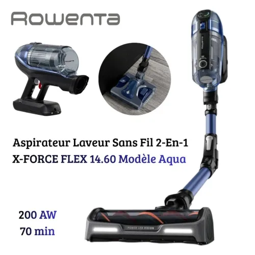 Aspirateur Balai et À main Flexible Rowenta X-Force Flex 14.60 200AW 70min - Aqua +11 Accessoires