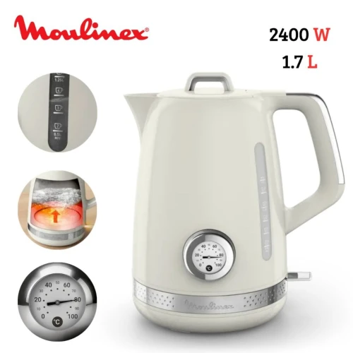 Bouilloire Électrique Moulinex Soleil+ Sans Fil 1.7L 2400W Contrôle de Température - غلاية