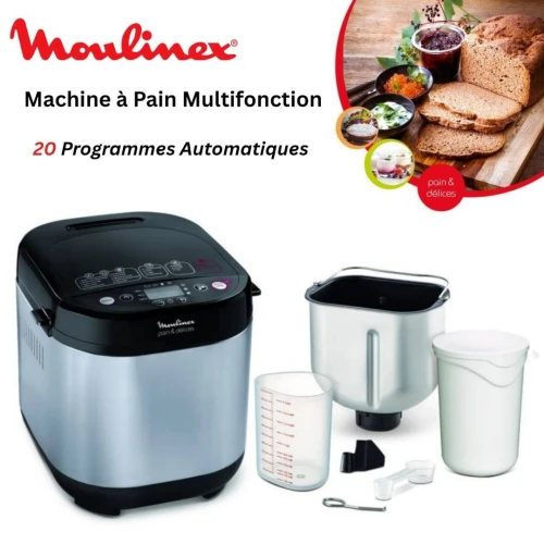 Machine À Pain Moulinex Multifonctions 20 Programmes 720W 1kg Écran LCD - Pain And Délices