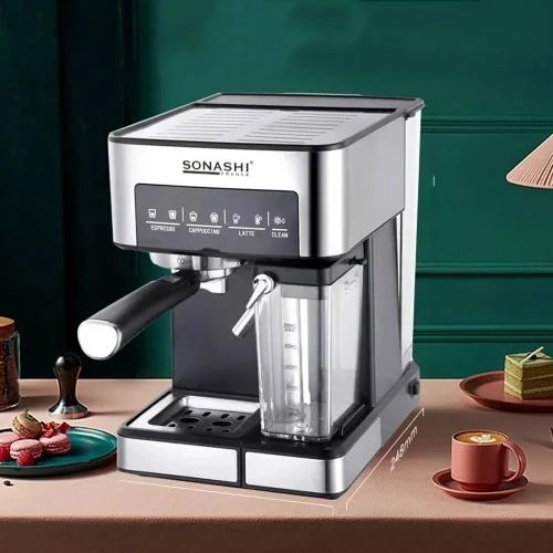 Machine à Café Tactile Sonashi 1350W 15 Bars avec Reservoir à Lait - Espresso Cappuccino Latte