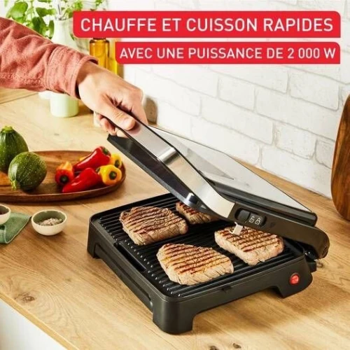 Panineuse et Grill Électrique TEFAL 2En1 2000W avec Thermostat Réglable et Plaques Antiadhésives