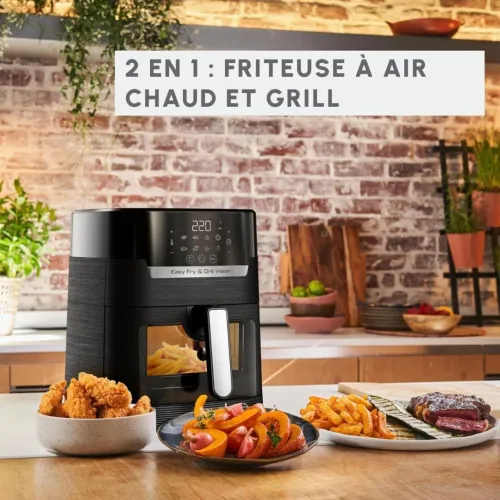 Friteuse Air Fryer Et Grill Moulinex sans huile 4.2L 1550W - 8 Programmes Tactile avec Fenêtre