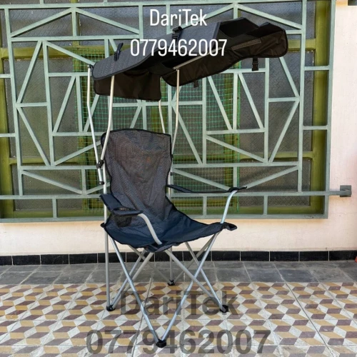 Chaise Pliante avec Pare-soleil Intégré et Porte Gobelet pour Plage Camping Bivouac Trés Solide