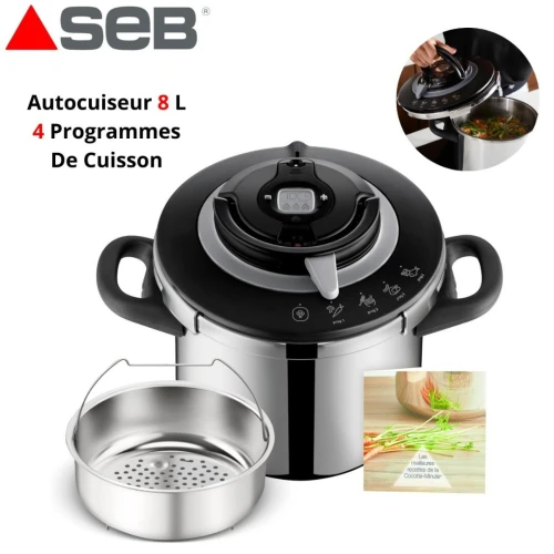 Cocotte Minute Autocuiseur SEB Clipso+ Chef 8L 4 Programmes De Cuisson - Induction - Made in France