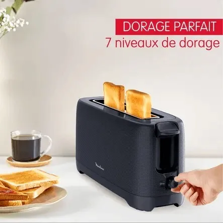 Grille Pain Electrique Moulinex Longue fente 840-1000 W avec 7 niveaux de dorage - Morning LS2M0810