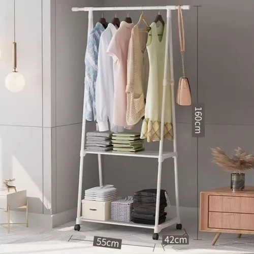 Penderie Porte-manteaux Triangulaire Avec 2 Etagères Et 4 Roux - علاقة ترتيب الملابس