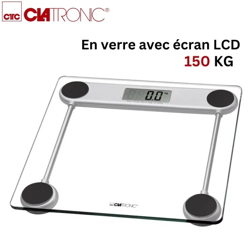 Pèse Personne digitale Électronique en Verre - 150kg Clatronic