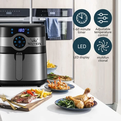 Friteuse Air Fryer Matrix sans huile 8L 1800W - 8 Programmes et Écran Tactile Inox - مقلاة هوائية