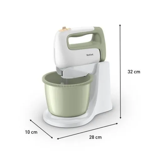 Batteur à main et avec Bol Tefal Cocoon 500W 2.5L - 5 Vitesses et Turbo - 2 fouets 2 crochets