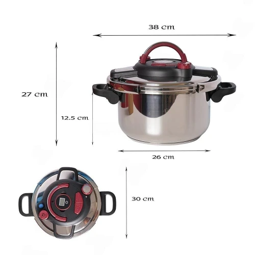Cocotte Minute Autocuiseur UniPro Inox 8 Litres Avec Minuterie - Compatible Tous Feux avec Ouverture Facile - UP-CM8G