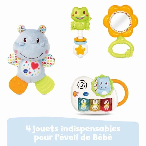 Coffret Naissance Éveil Des Sens Avec Piano interactif, Hippo Et Hochet Jeu Pour Enfants - VTech