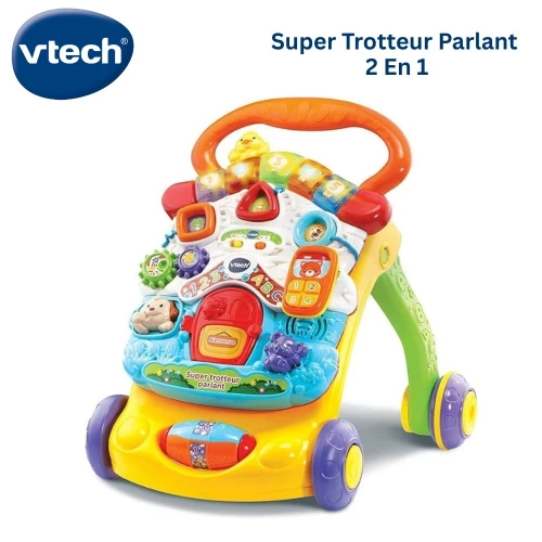 VTech Super Trotteur Parlant 2En1 pour Bébé Pliable Orange - Version FR - Cadeau Bébé