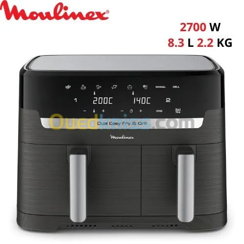 Friteuse Air Fryer Moulinex Double Tiroirs 8.3 Litres - 2700W قلاية هوائية