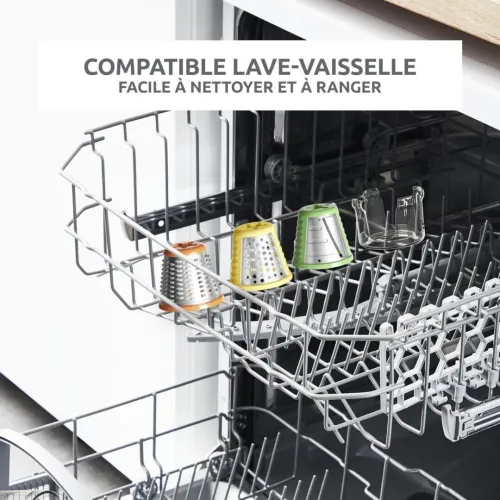 Hachoir Découpe Légumes Électrique Moulinex 5En1 200W 5 Cônes Fresh Express - Fabriqué En France