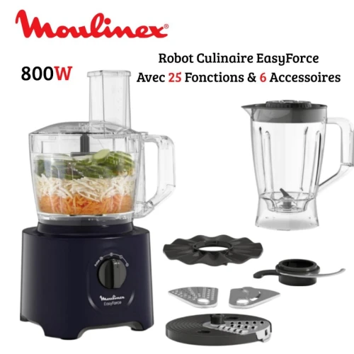 Robot Multifonction Moulinex EasyForce 800W 2.4L 25 Fonctions 6 Accessoires
