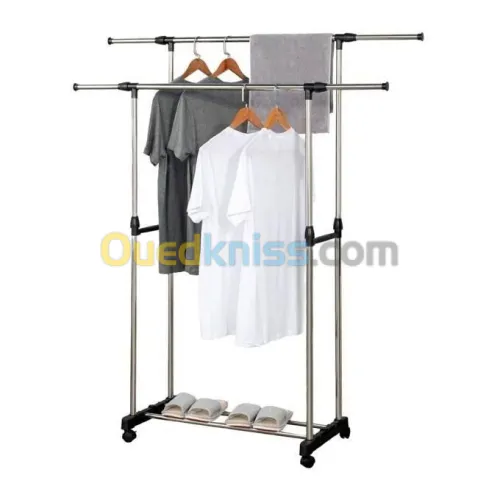 Penderie Double Barre 30 KG Avec 4 Roux En Inox