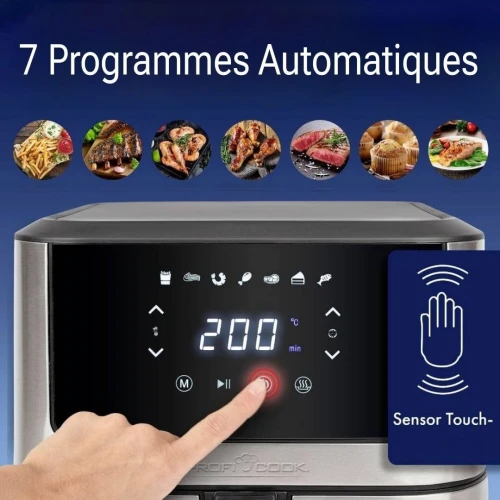 Friteuse Air Fryer Proficook sans Huile 8L 1800W En Inox avec 7 Programmes et Écran Tactile - قلاية