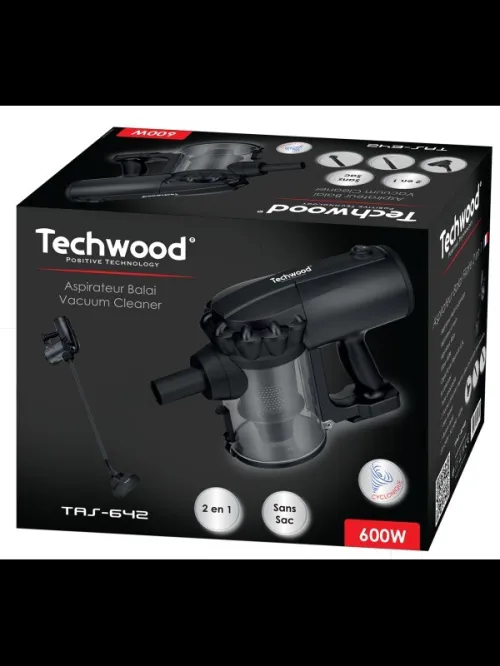 Aspirateur 2En1 Balai et À Main Multi-Cyclonique TECHWOOD - 500mL 600W Avec 3 Accessoires