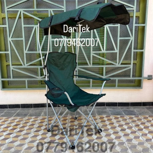 Chaise Pliante avec Pare-soleil Intégré et Porte Gobelet pour Plage Camping Bivouac Trés Solide