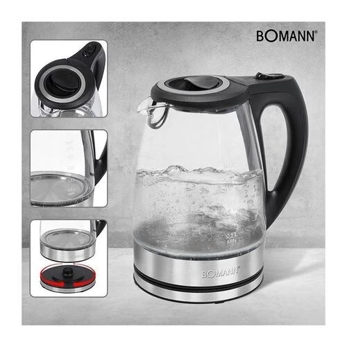 Bouilloire Electrique Bomann En Verre - 1,7L - 2200W