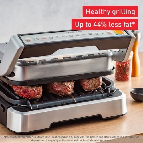 Panineuse Grill À Viande Électrique Tefal 2En1 - 2100W Ouverture 180 avec 09 Programmes et Système de Cuisson Automatique - OptiGrill GC772D10