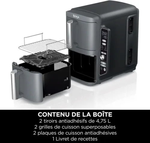 Friteuse Air Fryer NINJA sans Huile Double Stack 9.5 L 2470 W - 2 tiroirs avec 6 PROGRAMMES - قلاية