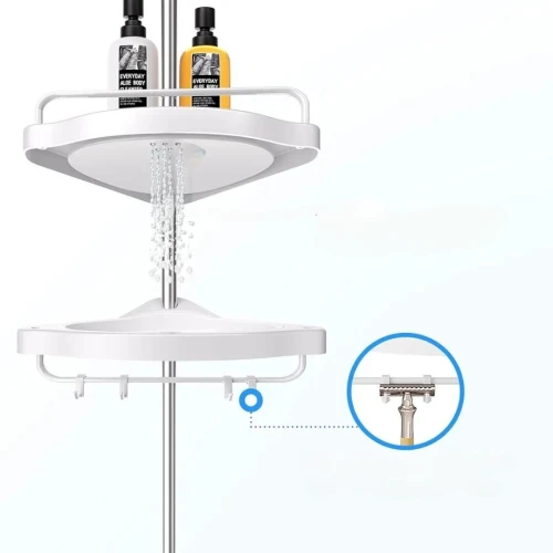 Étagère De Coin Réglable 4 étages avec Porte-Serviettes 15kg 260cm pour Douche et Salle de bain 