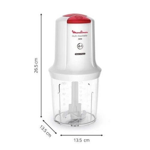 Hachoir Moulinex 4En1 500W Deux Vitesses 500ml 2 Lames en Inox - Multi Moulinette
