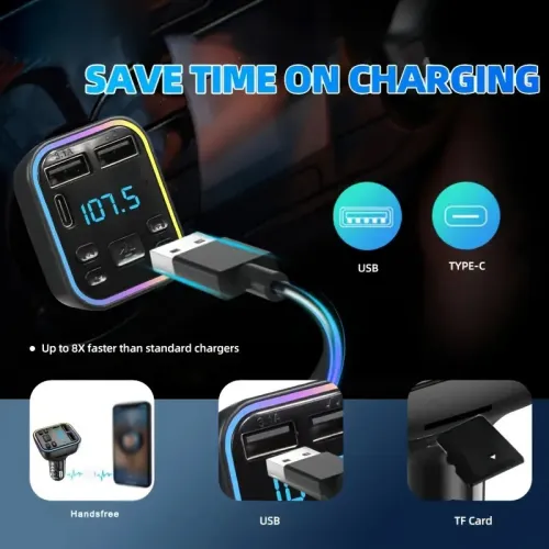 مشغل MP3  شاحن سيارة  كيت بلوتوث Chargeur sans fil + MP3 et Bluetooth intégré Lecture depuis clé USB
