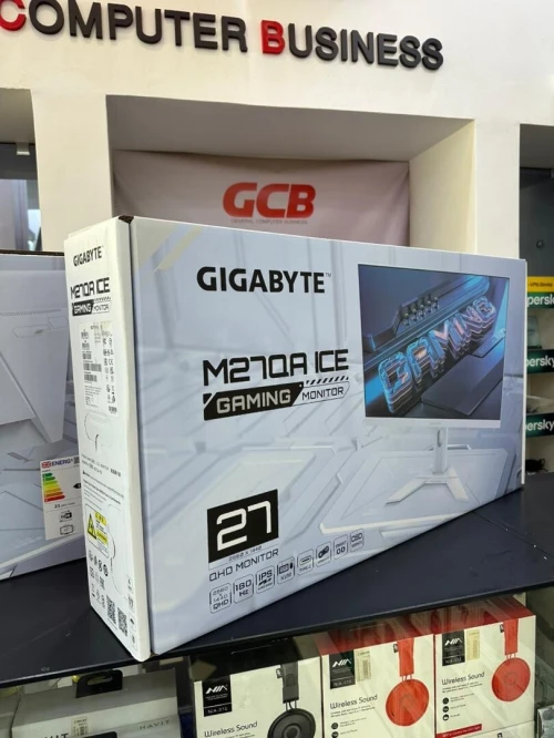 ECRAN 27" GIGABYTE M27QA iCE 2.5K-2560X1440-1MS-180HZ-SS IPS-HDR 400-AMD FREESYNC-HUB USB