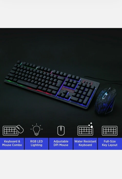 K13 RGB LED Rétroéclairé USB Clavier Gaming & Optique 2400 Dpi Souris Ensemble