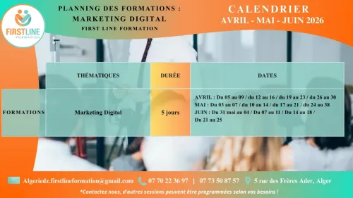 Calendrier FIRST LINE FORMATION des formations/séminaires : Avril/mai/juin 2026