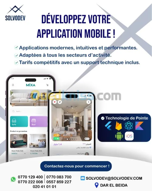 Développement Rapide et Fiable d'Applications Android / IOS en Algérie