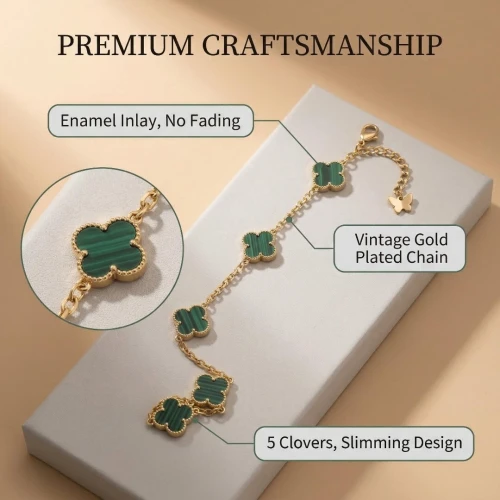 Green Four-Leaf Clover Bracelet