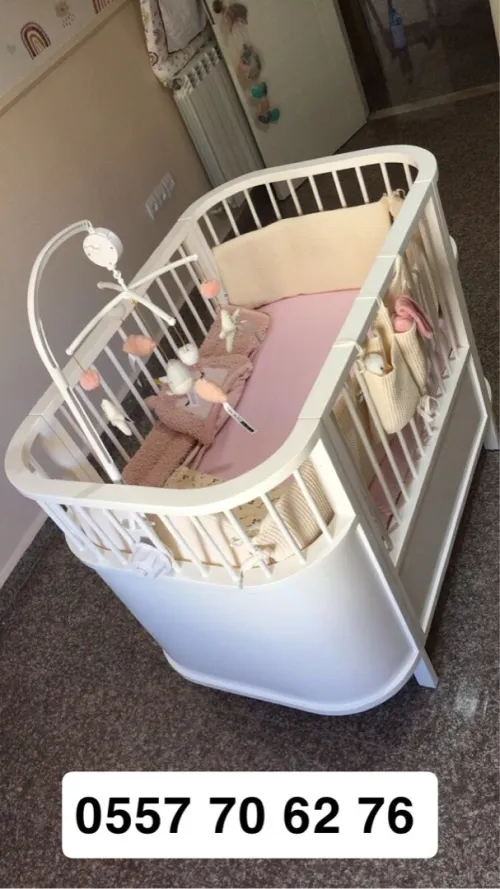 Lit bébé en bois hêtre ( Cododo ) avec matelas et tour du lit  