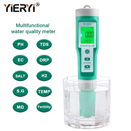 Testeur de salinité pour piscines et aquariums, TDS, EC, PH, ORP, H2, S.G, TEMPERATURE