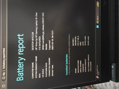 Victus 16 2024 i7 14650hx 512gb ssd ,16gb ram rtx 4050 6gb, 16.1 pouce 165Hz , cycle battery 00 