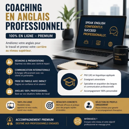 Coaching en Anglais Professionnel  100% en ligne (Premium)