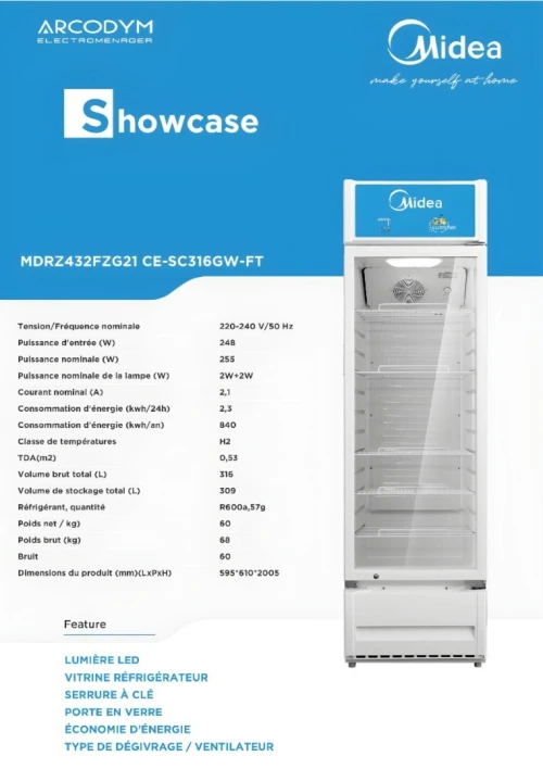 Réfrigérateur présentoir Midea