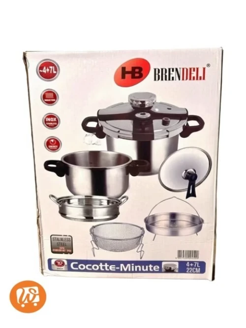 Cocotte BRENDELI 7 Pcs 7L+ 4L en inox + 4 Accessoires
