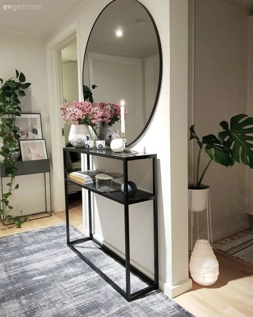 Consoles d'entrée en fer forgé avec miroir 