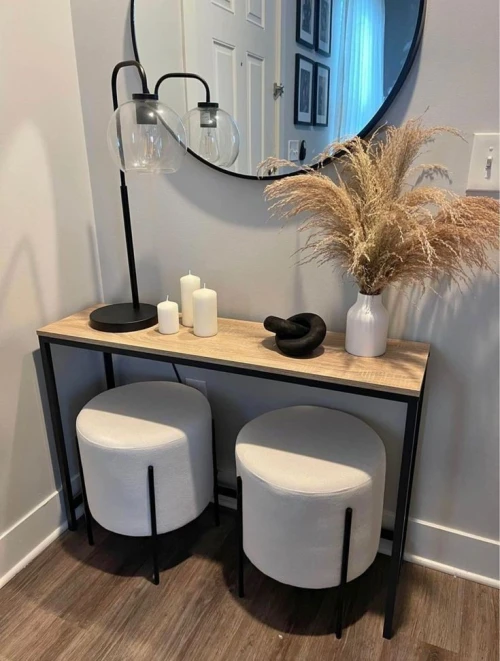Consoles d'entrée en fer forgé avec miroir 