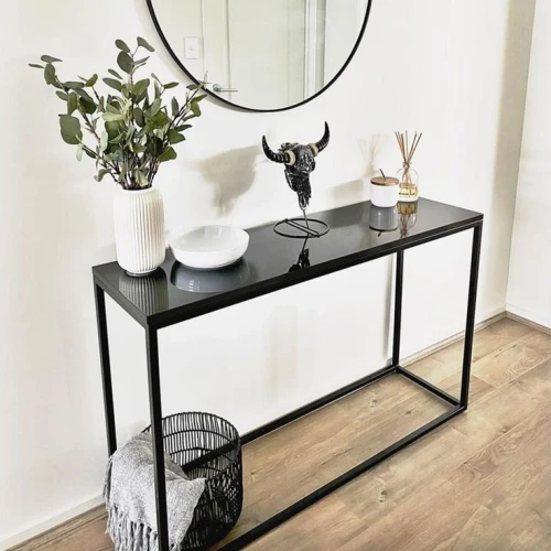 Consoles d'entrée en fer forgé avec miroir 