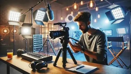 Caméra Man Et Montage Vidéo