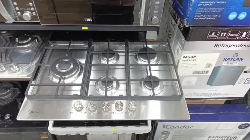 PROMO PLAQUE DE CUISSON MIDEA INOX 5 FEUX-FONTE WOK-TABOUNA THERMOCOUPLE